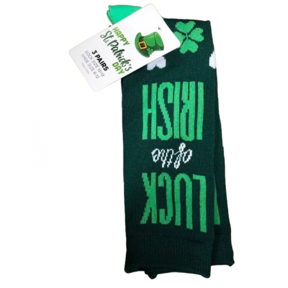 ☘️$5☘️NEW St. Patrick’s Day Fun Socks 3 PAIRS Green Fit Shoe Size 6 - 12 Unisex